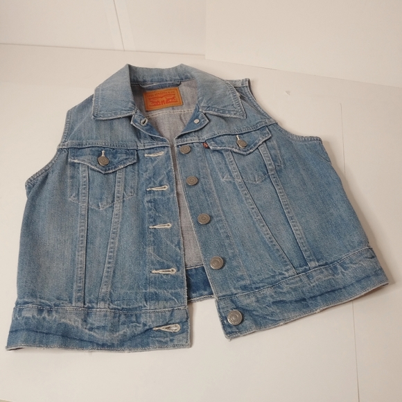 LEVIS STRAUSS Button Down Denim JeanTrucker Vest - Picture 2 of 6